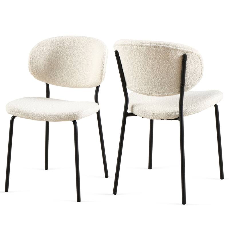 Modern 2 Piece Fabric Kitchen Dining Chair with Backrest, Cushioned, Metal Legs for Dining Room Kitchen Living Room Bedroom