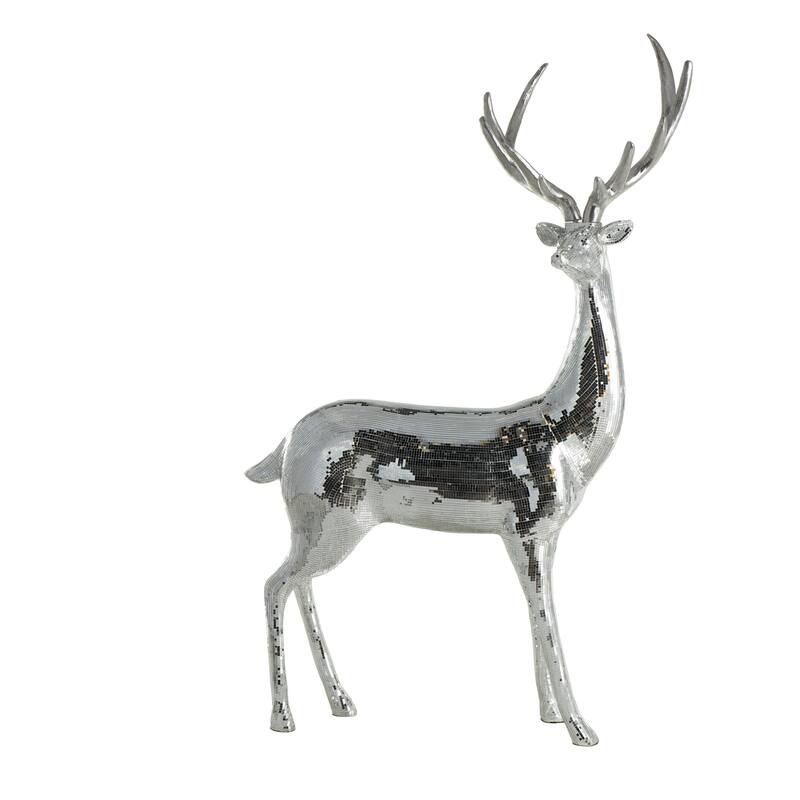 Copper or Silver Fiberglass Floor Reindeer Decorative Christmas Sculpture with Mosaic Pattern