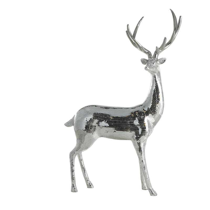 Fiberglass Reindeer Floor Decorative Christmas Sculpture with Mosaic Pattern - Copper or Silver - Roche River Decor