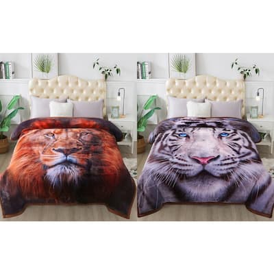 3 Ply Reversible Fleece Comforter for Winter 85"x93" 8lbs