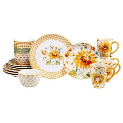 Certified International Sunflowers forever 16-Piece Dinnerware Set, Service for 4