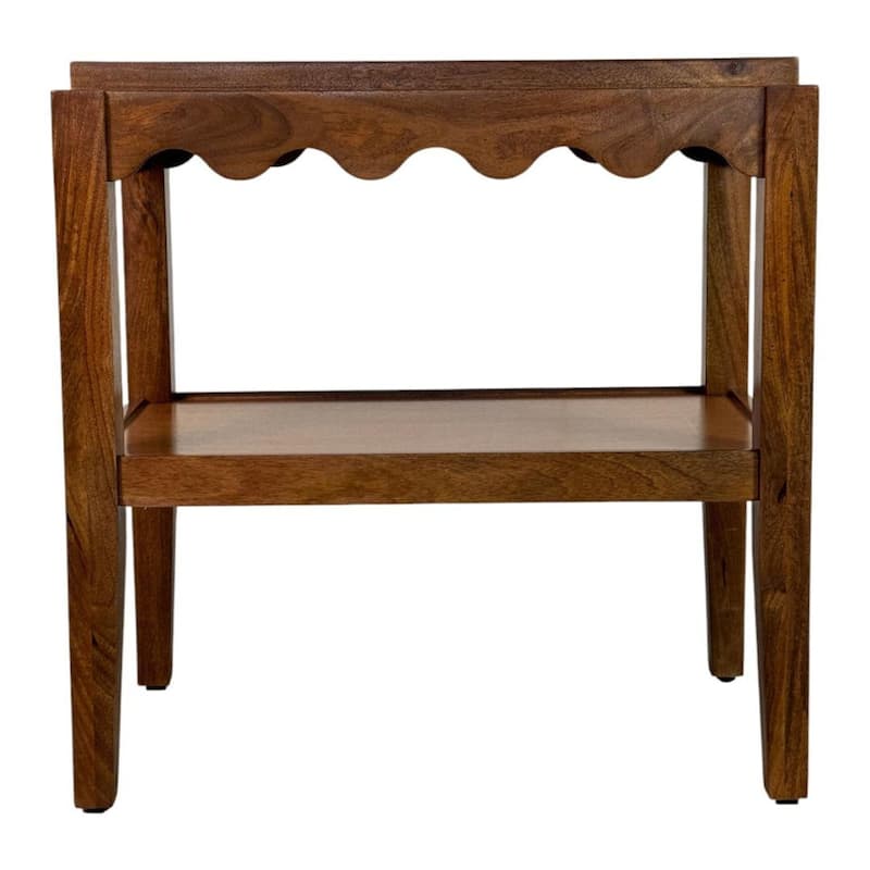 Carolina Chair & Table Rectangular Side Table, Mango Wood, Decorative Scallop Edge, 17L x 28W x 28H inches