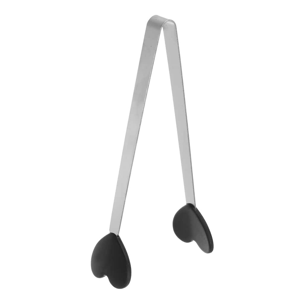 Mini Food Tongs 13.5cm Heart Shape Stainless Steel with Silicon Tips - 5.3"