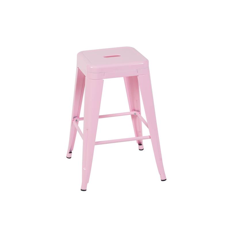 AC Pacific 24 Inch Industrial Stackable Metal Counter Stools Set of 4