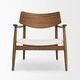 preview thumbnail 1 of 4, Haggen Medium Brown Oak Wood w/ Cream Fabric Accent Chair - 27.6L x 26.8W x 28.4H