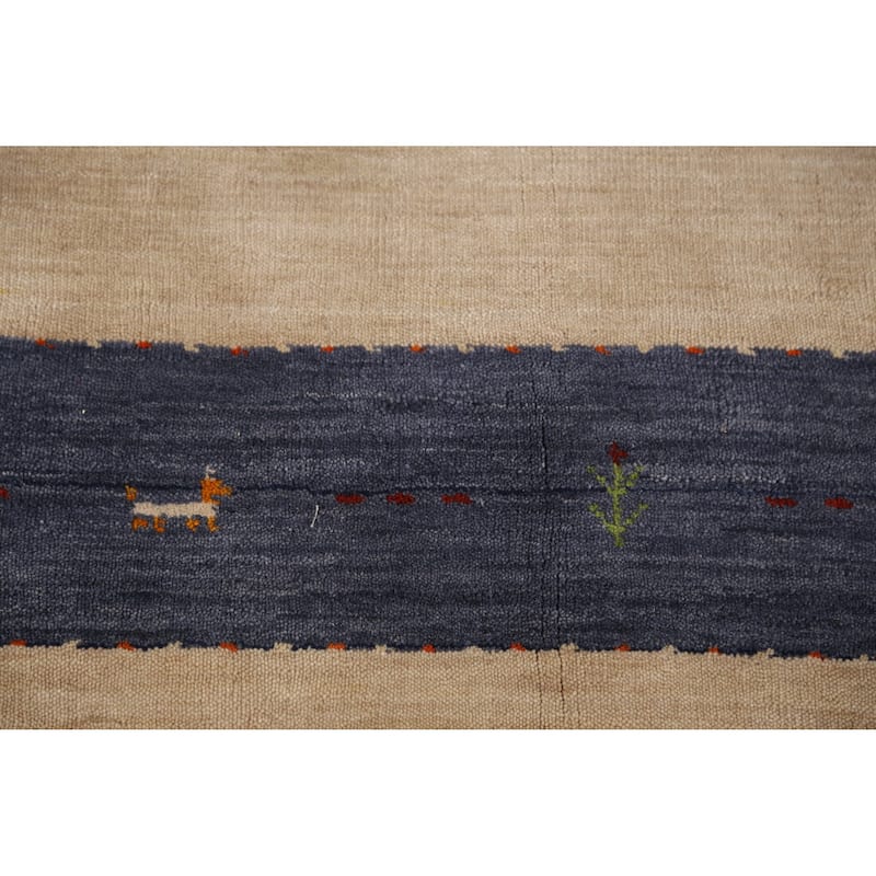 Light Brown Gabbeh Indian Area Rug Handmade Wool Carpet - 7'10" x 9'9"