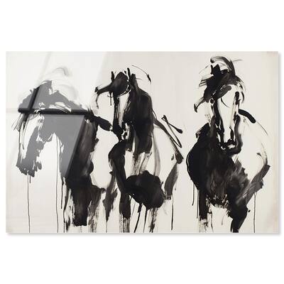 Horses in Ink Acrylic by Art Remedy, Ready to Hang