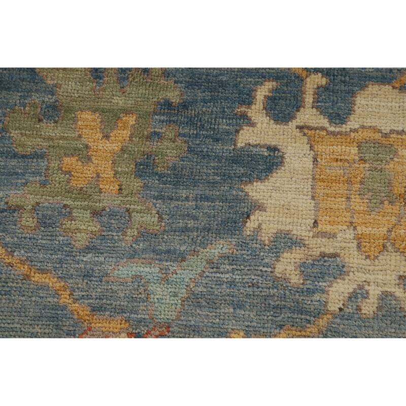 Hand Knotted Oriental 100% Wool Carpet Transitional All-Over Navy Blue & Blues Oushak Area Rug - 10' 8'' X 8' 0''