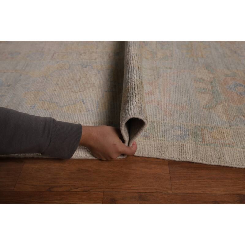 Vegetable Dye Oushak Turkish Rug Hand-Knotted Dining Room Wool Carpet - 9'0"x 12'1"