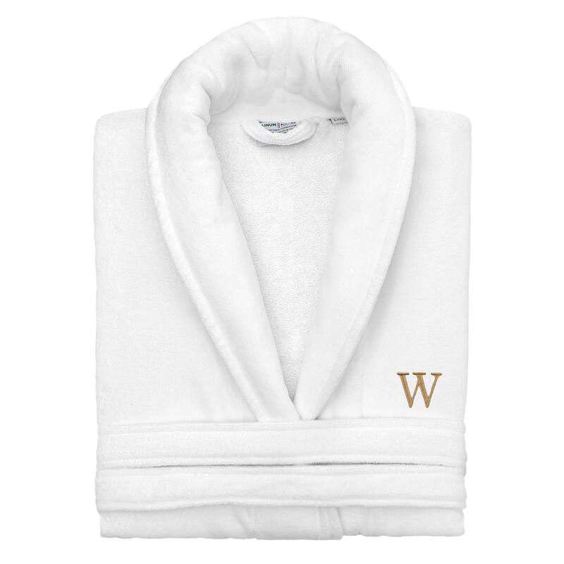 Authentic Hotel and Spa 100% Turkish Cotton Personalized Unisex Anovia Velour Bathrobe - Gold Block Font - Small/Medium - W