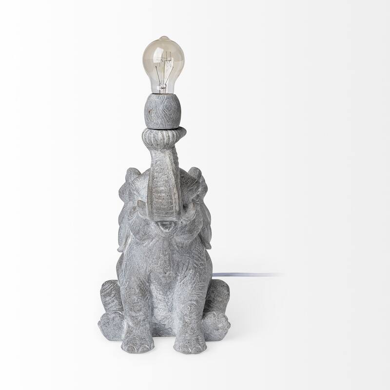 Tantor Grey Resin Elephant Calf Statue Table Lamp
