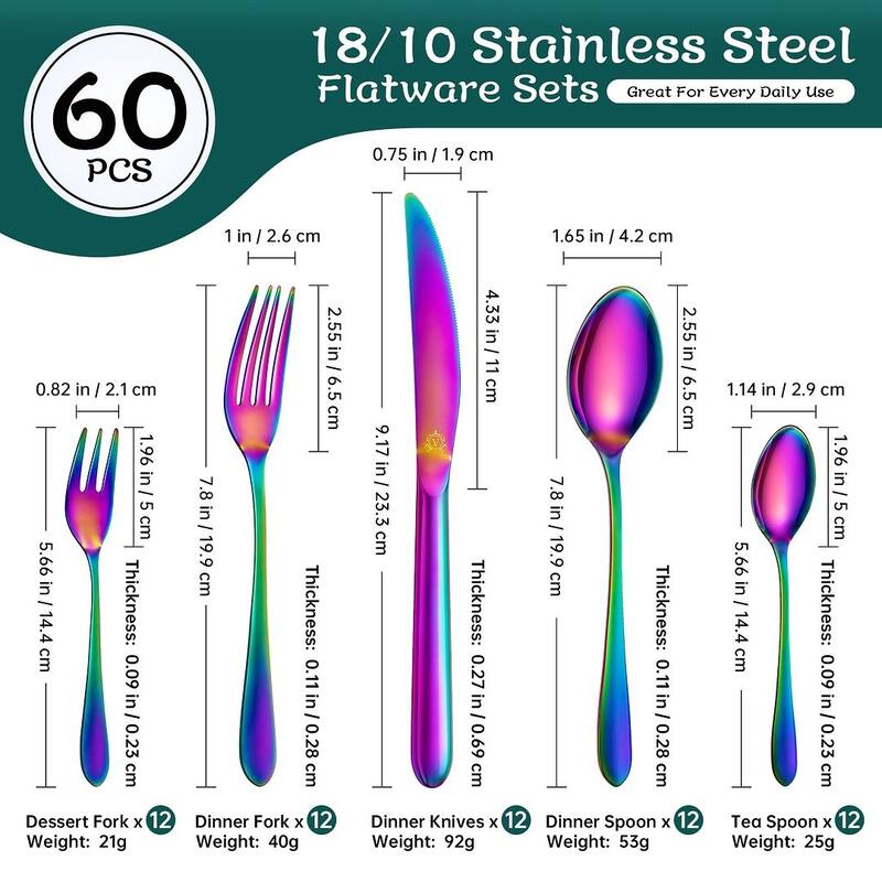 vancasso 18/10 Stainless Steel Silverware Set, Flatware Service for 6 or 12