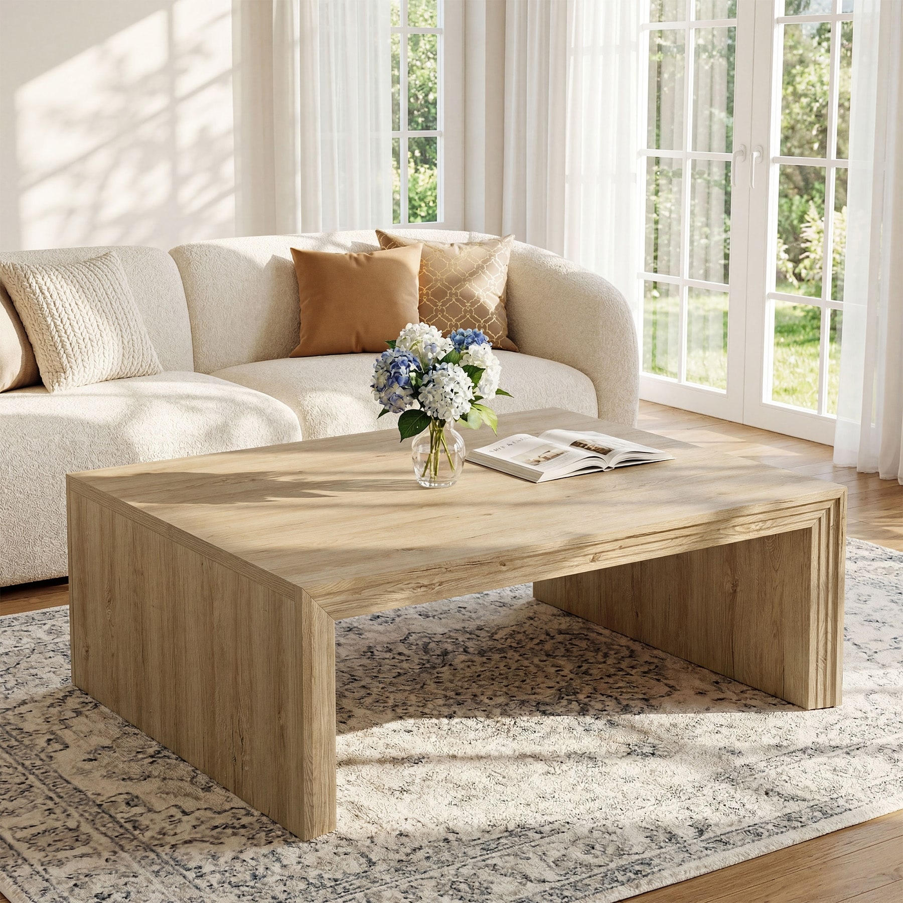 47-Inch Rectangle Coffee Table, Wooden Rectangular Center Table