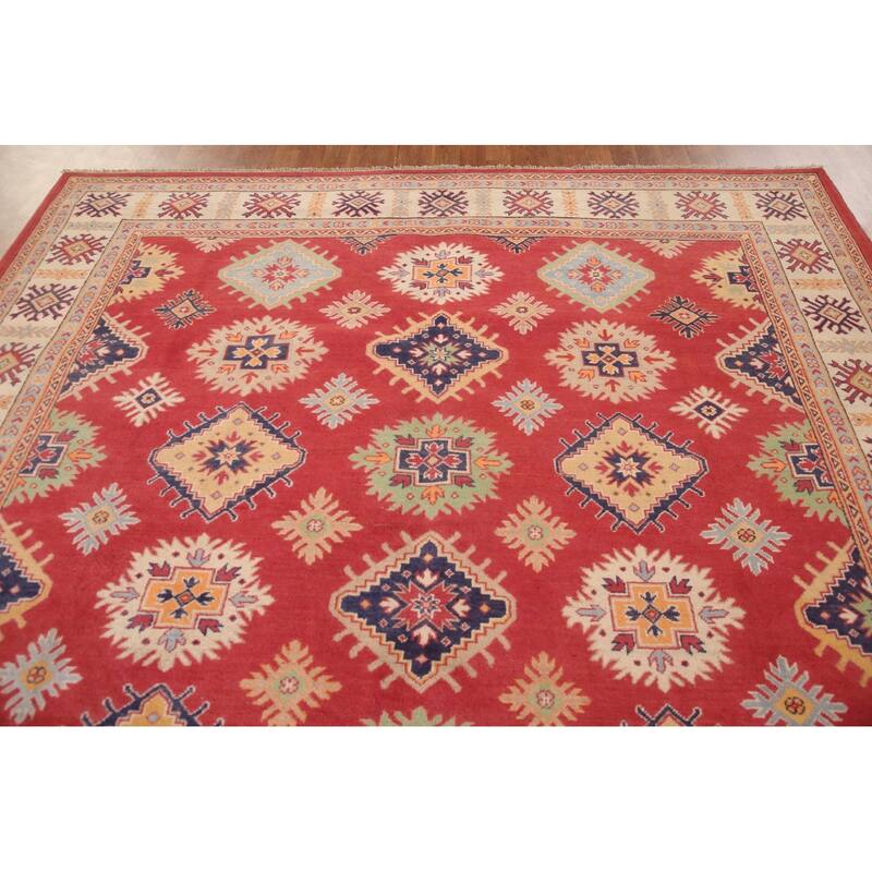 Geometric Kazak Rug Handmade Oriental Wool Carpet - 8'1"x 9'9"