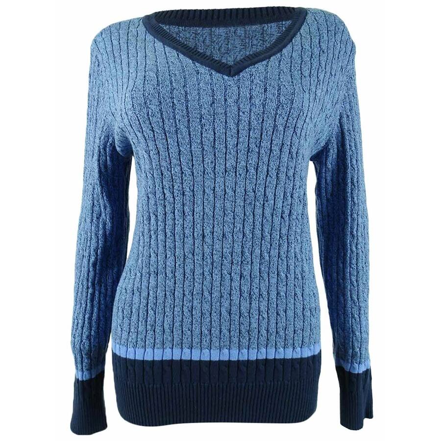 Karen Scott Women's Teresa Cotton Colorblocked Sweater