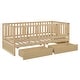 preview thumbnail 34 of 118, Wood Cribs Convertible Toddler Bed with Fence Guardrails and 2 Drawers Split into Independent Floor Bed and Daybed Slat Support