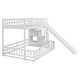 preview thumbnail 15 of 18, Twin Over Full Size Floor Bunk Bed with Slide and Safety Guardrails, Wooden Bunk Bedframe with Storage Staircase and Fence