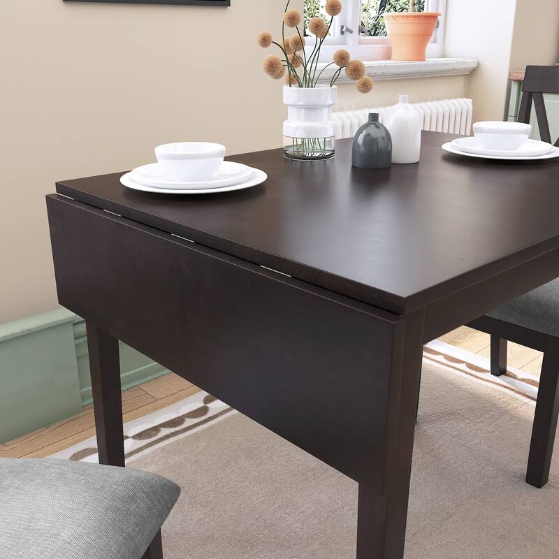 29"- 45" Extendable Dining Table for 4, Folding Kitchen Table with Rubberwood Legs, Space-Saving Dinner Table