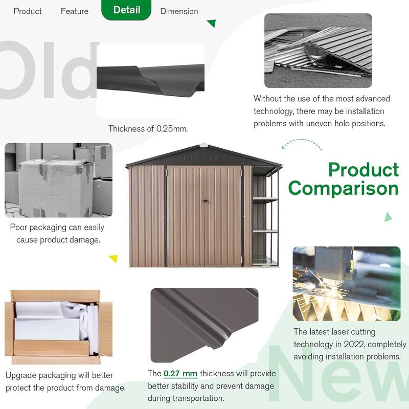AECOJOYOutdoor Metal Storage Shed with Rack Utility Shed w/ Shelves