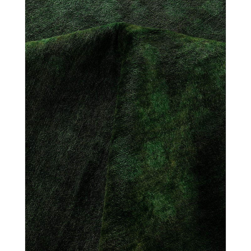 Overdyed, One-of-a-Kind Hand-Knotted Area Rug - Green - 11' 10" x 18' 0"