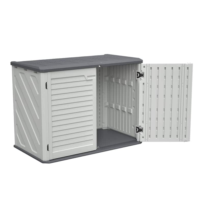 GDFStudio - Hayes Large Horizontal Lockable Outdoor Storage Shed with Removable Shelf