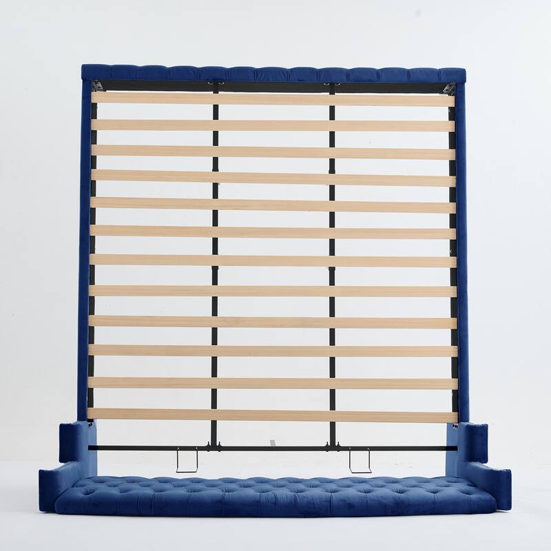 Christopher Knight Home - Larkswood Velvet Upholstered King Size Bed Frame with Wingback Headboard