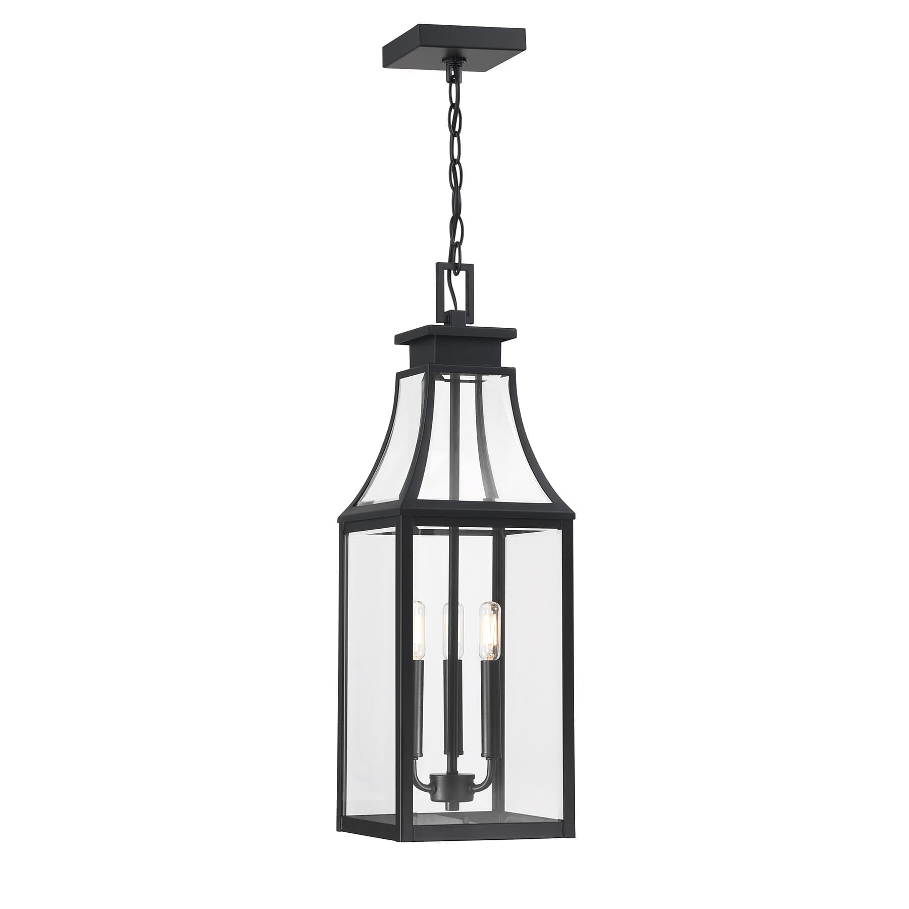 Emery 3-Light Outdoor Hanging Lantern in Matte Black