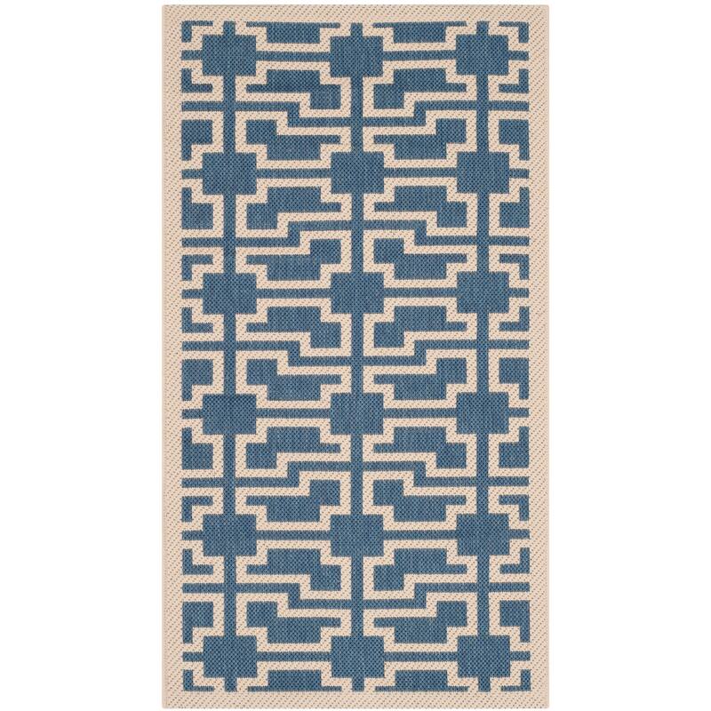 SAFAVIEH Courtyard Zohre Indoor/ Outdoor Waterproof Patio Backyard Rug - 2' x 3'7" - Blue/Beige