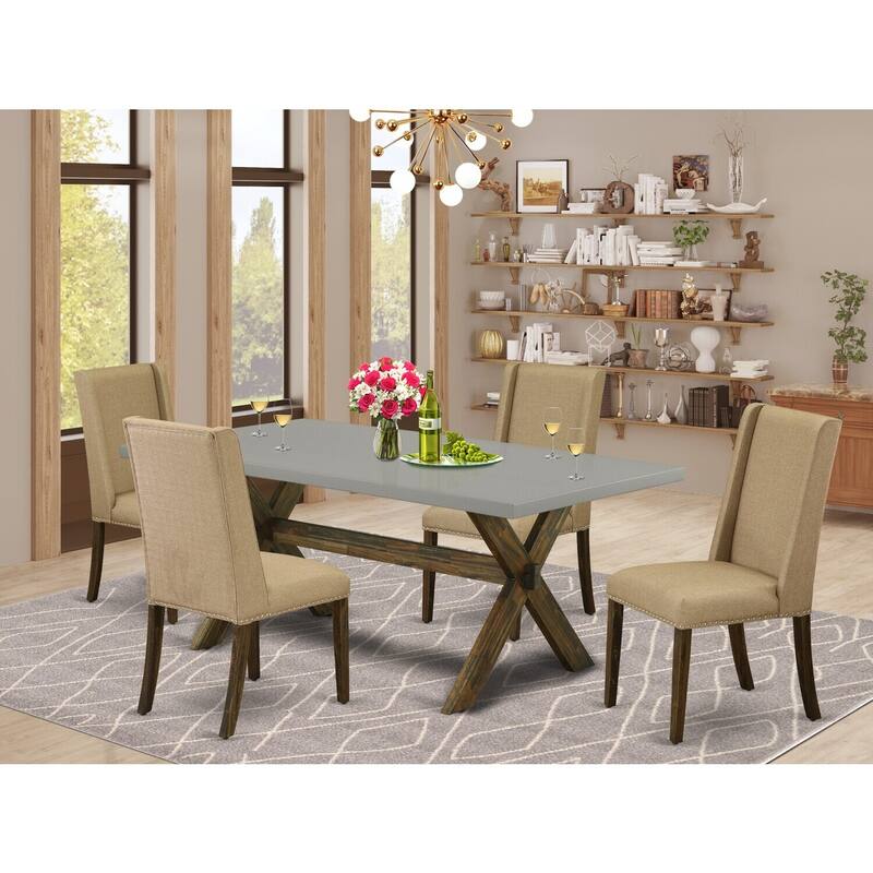 Modern 5-Piece Dining Set - Rectangular Table with 4 Parsons Chairs - 72