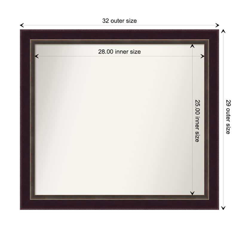 Signore Bronze Framed Non-Beveled Custom Wall Mirror, Bathroom Vanity Mirror - Outer Size: 32.25 x 29.25