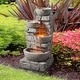 preview thumbnail 3 of 5, Teamson Home Outdoor Waterfall Fountain Cascading Bowls with LED Light - Grey
