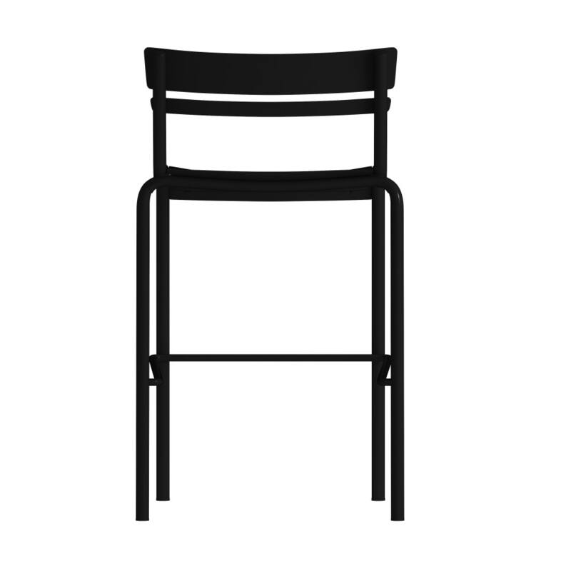 2PK Modern Commercial Grade 2 Slat Indoor/Outdoor Steel Bar Stool