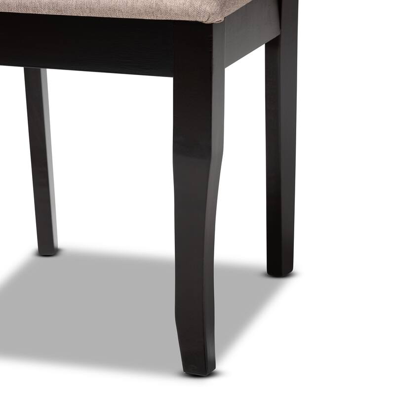 Vintage Dining Chair Set - Modern Fabric Upholstered Wood Chairs - Dark Brown - 2 Piece Set