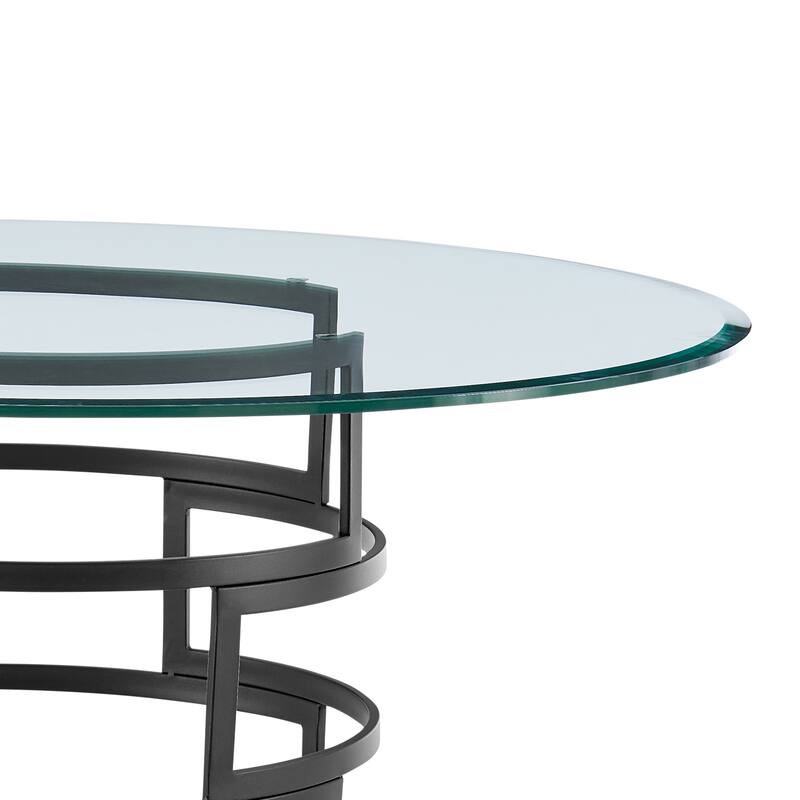 Diaz Morgan 5 Piece Round Glass Dining Table Set with Metal Frame and Upholstered Chairs
