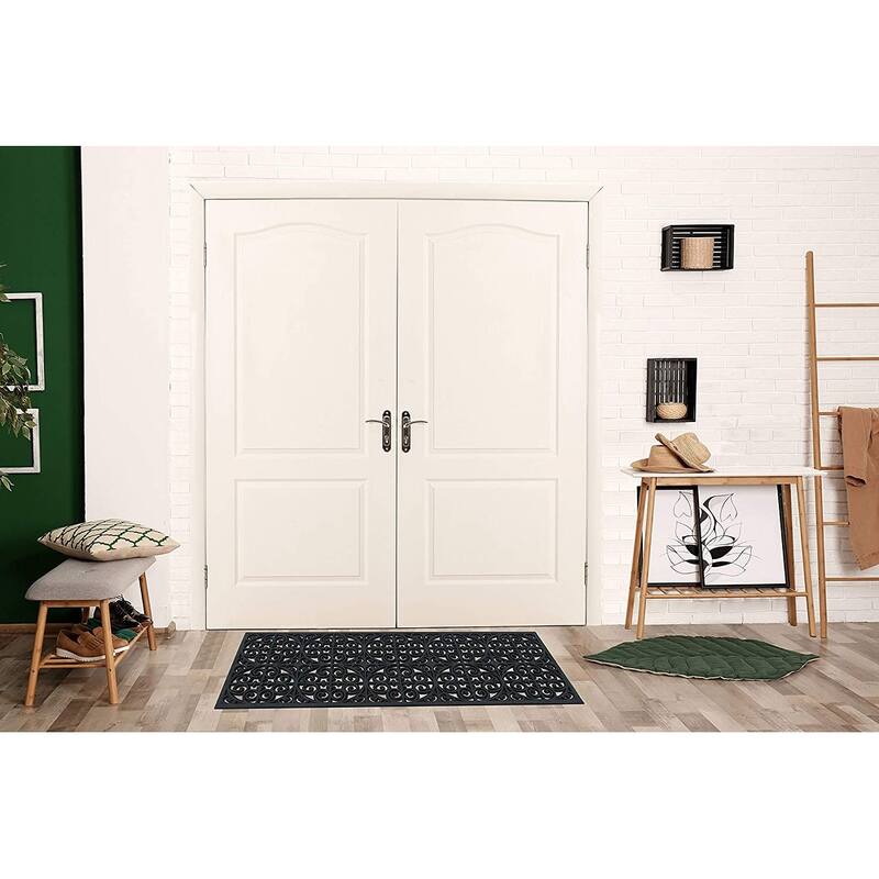 A1HC Rubber Iron Beautiful Hand Finished Elegant Large Double Doormat 18"X48"