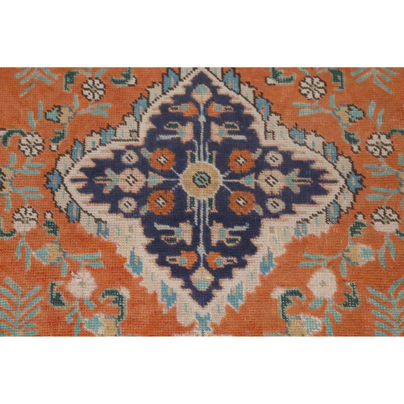 Hand Knotted Oriental 100% Wool Carpet Traditional Floral Oranges & Rust Tabriz Area Rug - 6' 0'' X 4' 4''