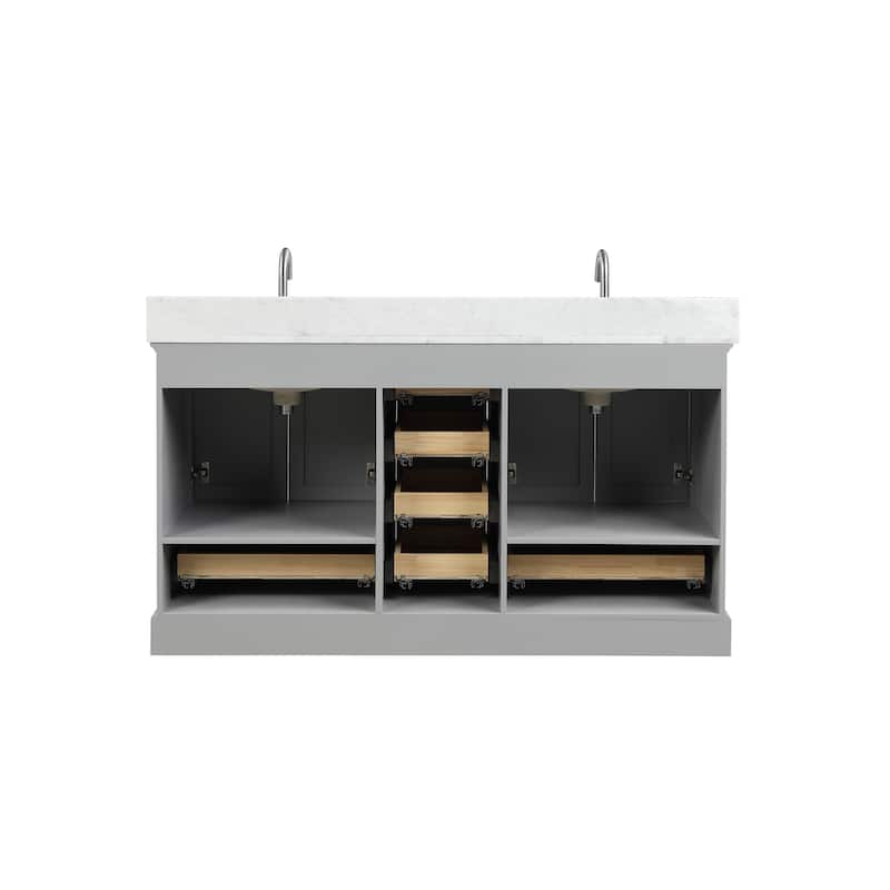 Blossom Copenhagen 60" Double Vanity with Marble Top, Sinks & Mirror