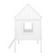 preview thumbnail 6 of 9, Twin Size Low Loft Bed with with Two Side Windows, House-shaped Bed with Ladder, Pine Wooden Bed with Guardrail, White