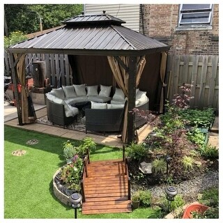 PURPLE LEAF Outdoor Gazebo Aluminum Frame Galvanized Steel Hardtop Gazebo