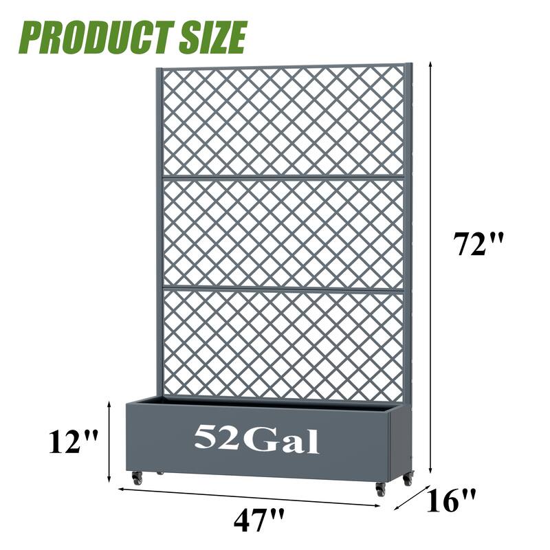 Raised Garden Bed Planter with Trellis Movable Planter Box with Lockable Wheels