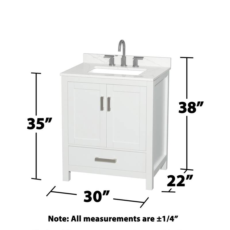 Sheffield 30-inch Single Vanity, 3 Hole Quartz Top