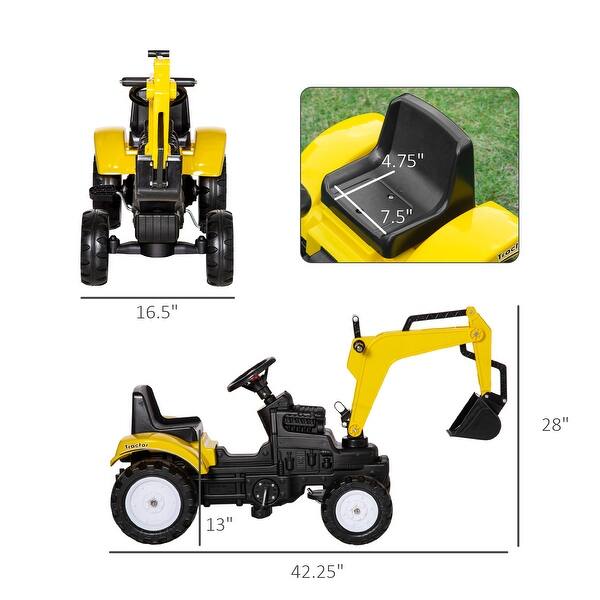 Kids Pedal-Powered Ride-On Digger with Functional Bucket and Steering, Ages 3-6