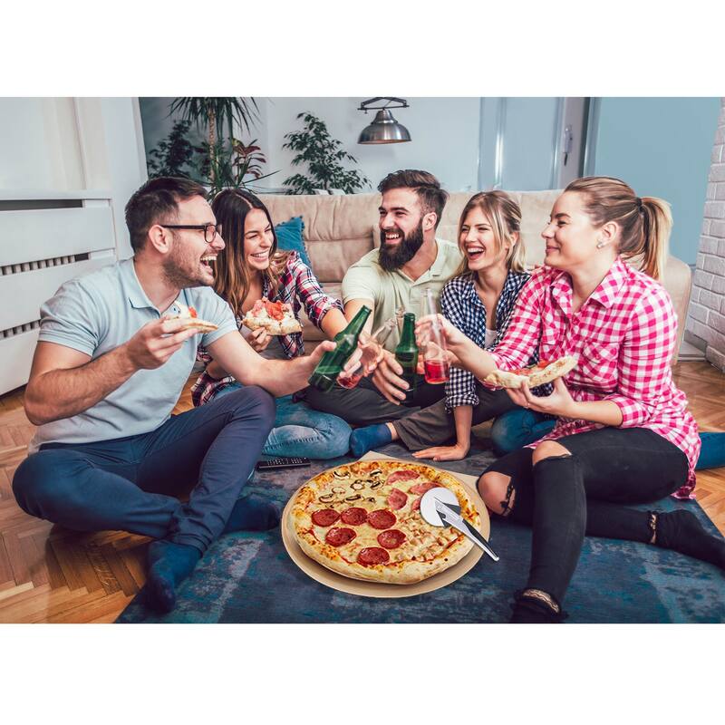 Royal Gourmet 2-Piece Pizza Set, 13-Inch Round Pizza Stone and Wheel Cutter, Baking Accessories