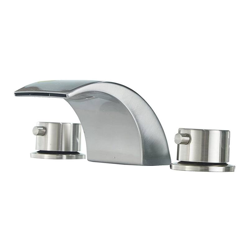 LED Waterfall Widespread Polished Nickel Bathroom Faucet