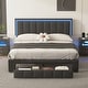 Upholstered Platform Bed with LED Lights and 2 Motion Activated Night ...
