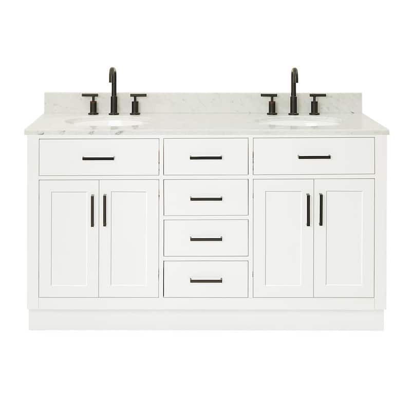 Ariel T061DCW2OVO Hepburn 61" Free Standing Double Basin Vanity Set - White