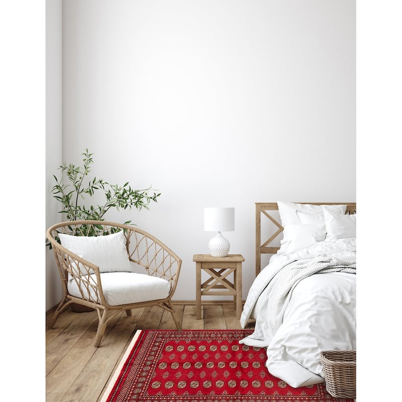 ECARPETGALLERY Hand-knotted Peshawar Bokhara Red Wool Rug - 5'7 x 7'7