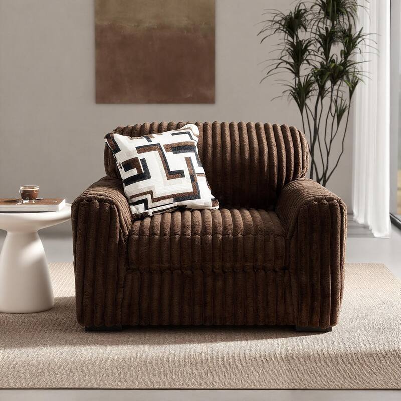 Roundhill Furniture Solenne 3-Piece Living Room Set, Oversized Sofa, Loveseat, and Chair and a Half