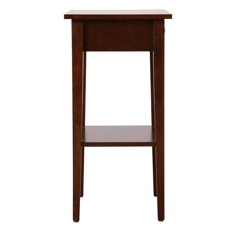 1-Drawer Cappuccino Nightstand with Open Shelf, 28 Inch Ready to Assemble Wood Bedside Table