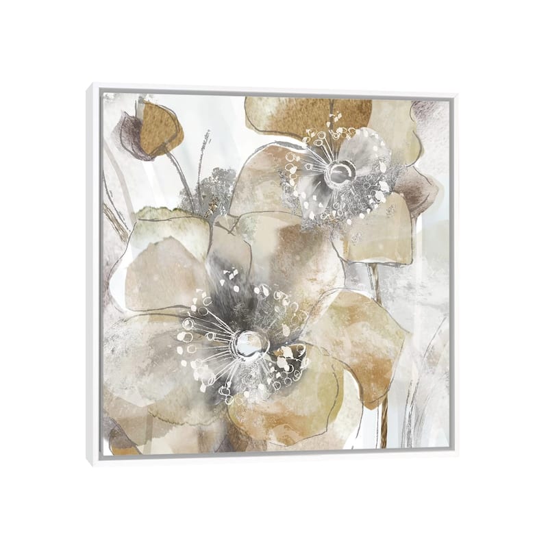 iCanvas "Taupe Spring Poppy II" by Maria Donovan Framed Canvas Print - White - 26x26